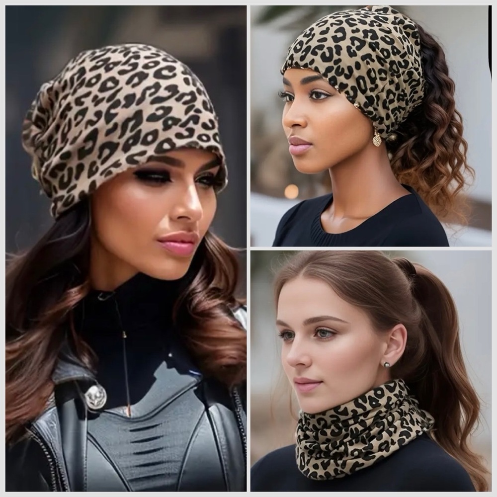 🔥🔥🆕Leopard Beanie hat Leopard scarf